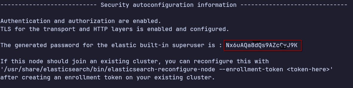 Elasticsearch Superuser Password