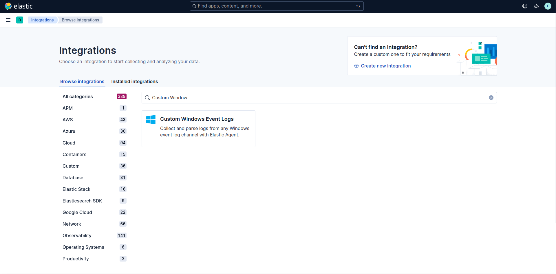 Search for 'Custom Windows Event Logs'