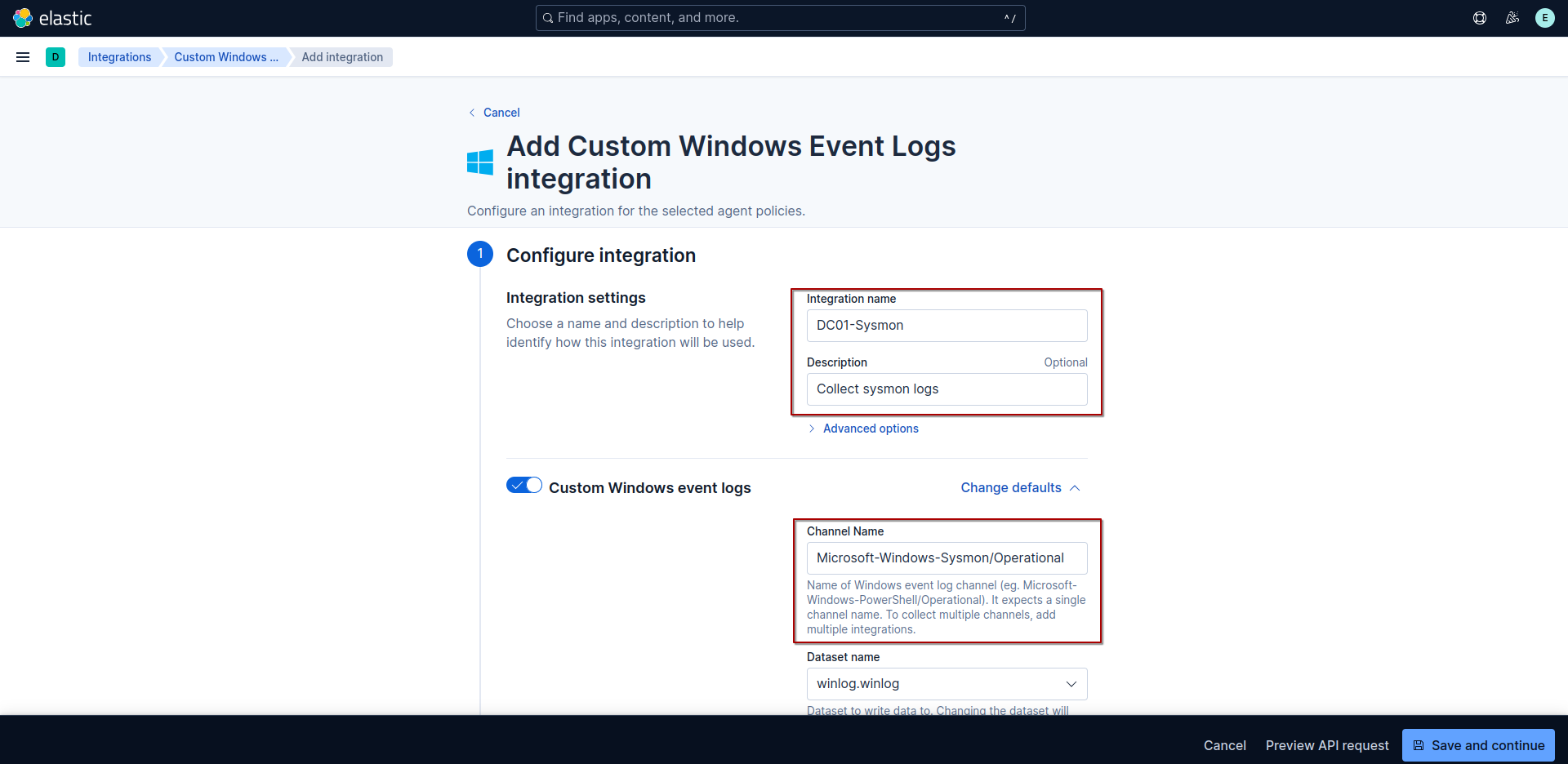 DC01 Custom Windows Event Logs Integration Config