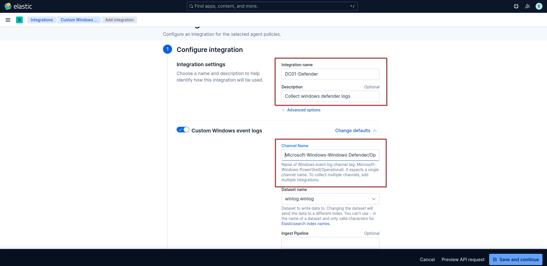 Add Itegration for Windows Defender logs collection